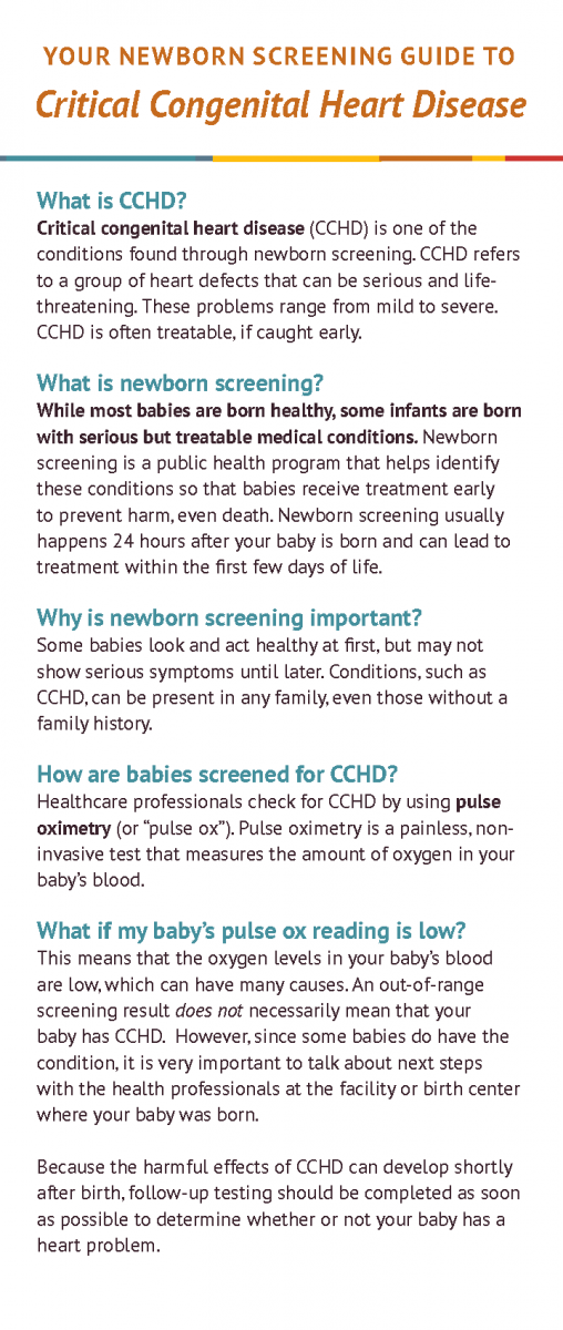 Newborn Screening For Critical Congenital Heart Disease (CCHD) Brochure ...